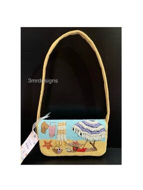 NWT Viral HANDCRAFTED IN INDIA Beach Scene Beaded Small Shoulder Bag